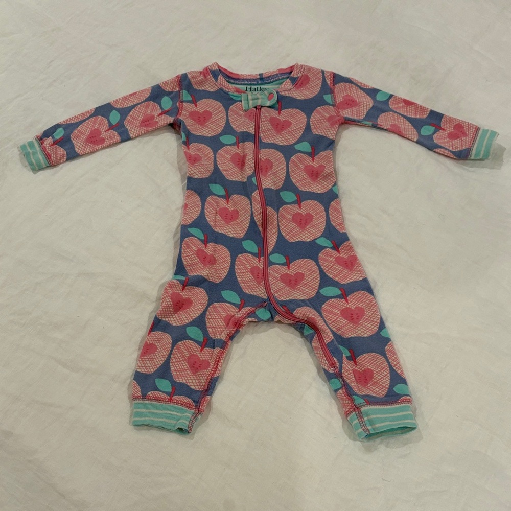 Hatley Pink and Blue Apple Print Kids Footie
